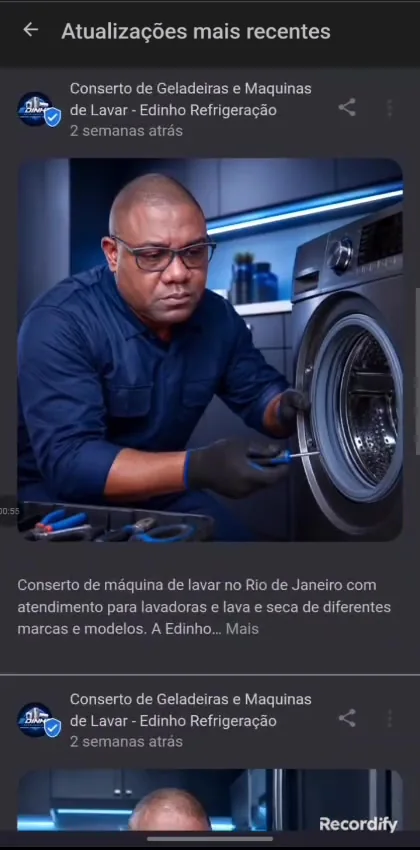 Publicação de serviço no perfil do Google