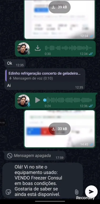 Cliente chama no WhatsApp